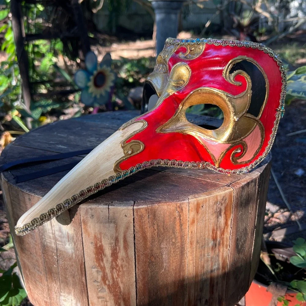 Like New! Red and Gold Venetian Mask
